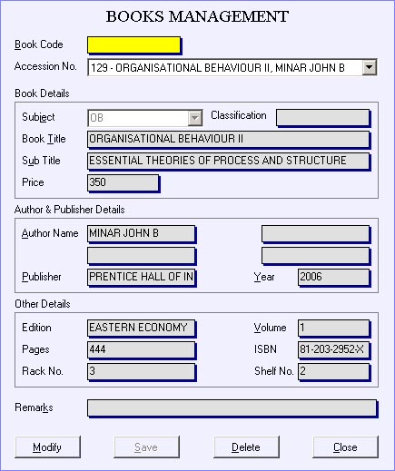 Books entry form provides easy interface for punching book details with group copy and paste feature for faster data entry